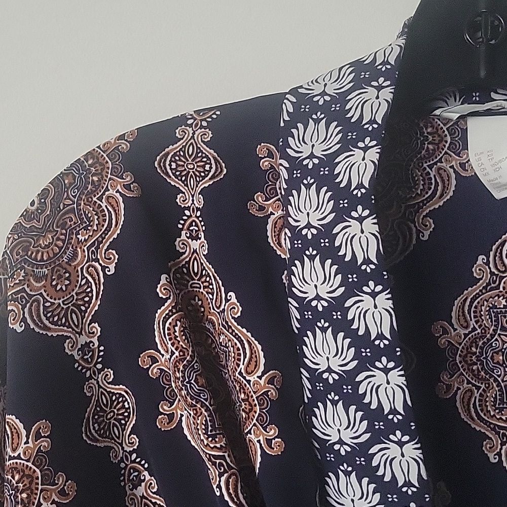 NEW Kimono XS Hippy Patchwork Floral Tunic Boho Wrap Top LagenLook Paisley Belt - Picture 6 of 13